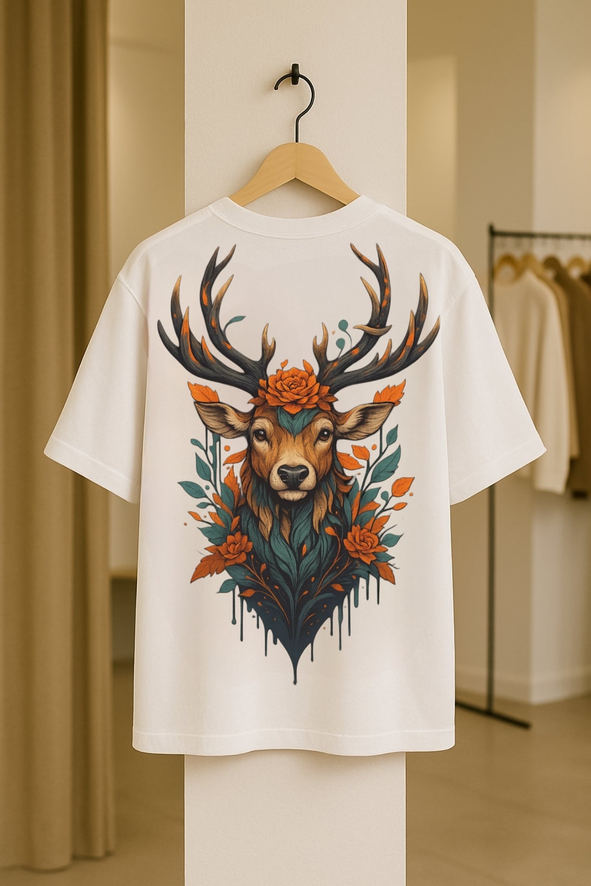 DOLK Oversized Deer Unisex Tee - Roses of the Forest
