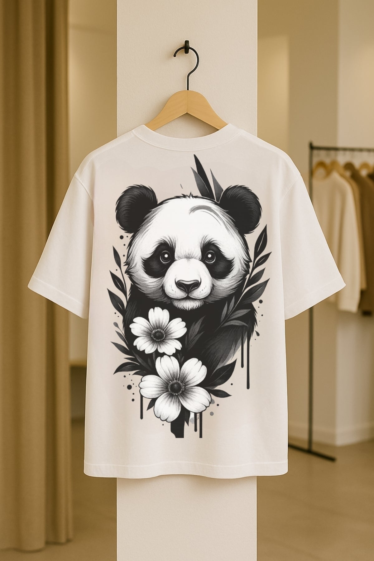 DOLK Oversized Animal Spirit Unisex Tee - Panda Cosmos Bloom