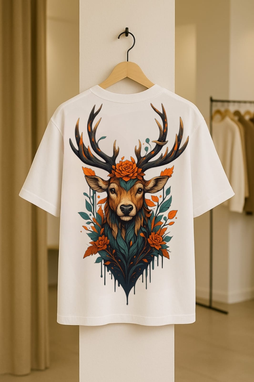 Roses of Deer Dolk Oversized Animal Lovers Unisex T-Shirt