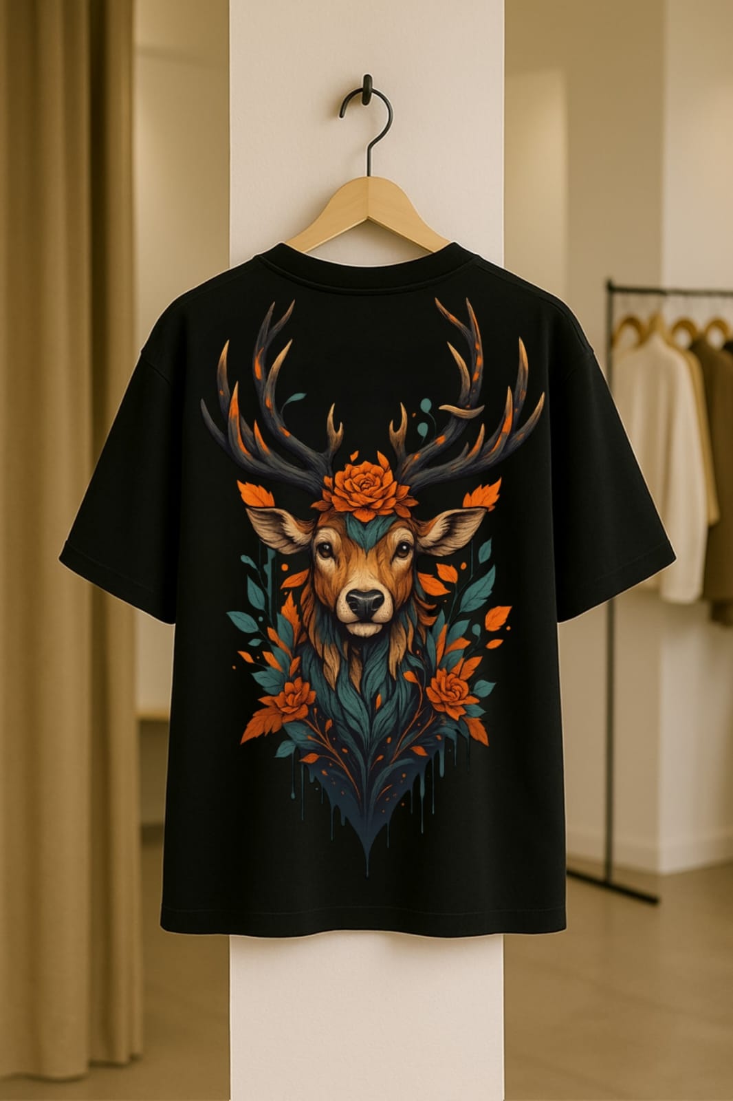 Roses of Deer Dolk Oversized Animal Lovers Unisex T-Shirt